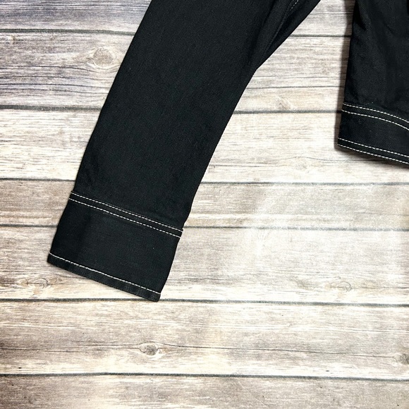 Maison Margiela Black Denim White Stitching Snap Button Spread Collar Jacket 50 - Picture 4 of 15